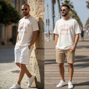 Hanes Cream KING OF BEER Short Sleeve Tee with Graphic